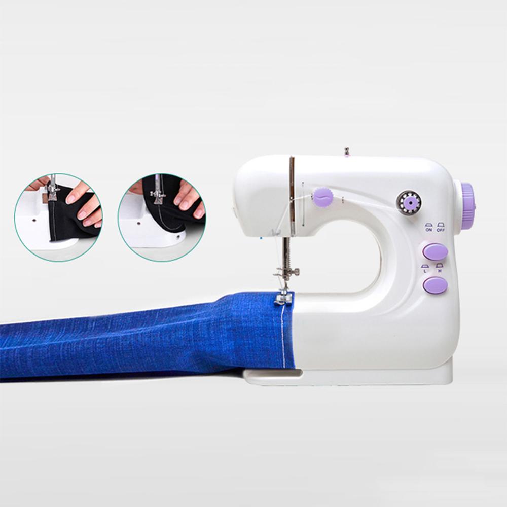 Mini Sewing Machine Built-in Light Mending Machine Dual Speed Double Thread Stitching Electric Pedal Sewing EU Plug Small Gadget