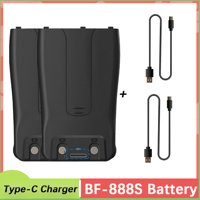 Baofeng BF-888S Walkie Talkie Battery Type-C Charger 1500mAh BL-1 for BF-666S BF-C1 H-777 BF-777S RT21 F26 Rechargable Batteries: Yellow