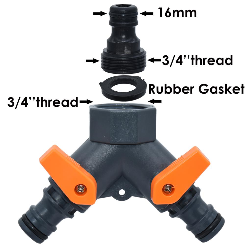 KESLA Garden Sprinkler Hose Connector Y Splitter 2-Way Valve Adapter Quick Connector 3/4''&16mm&4/7mm Quick Connector Fittings