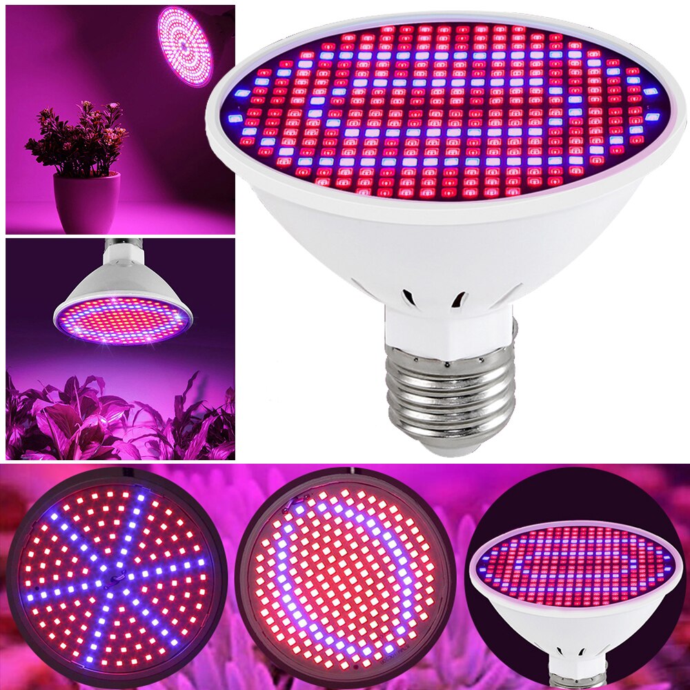 LED Plant Grow Light Bulb Full Spectrum E26 E27 Base 85-260V adjustable with 126LEDs-300LEDs Growing Bulb for Indoor Flowers