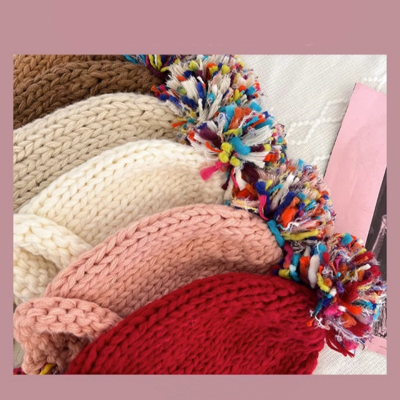 Mütze Männer Frauen bunte Quaste Twist flechten Hütte Herbst Winter warme Gehörschutz kappen Studenten vielseitige einstellen Kopf gestrickt