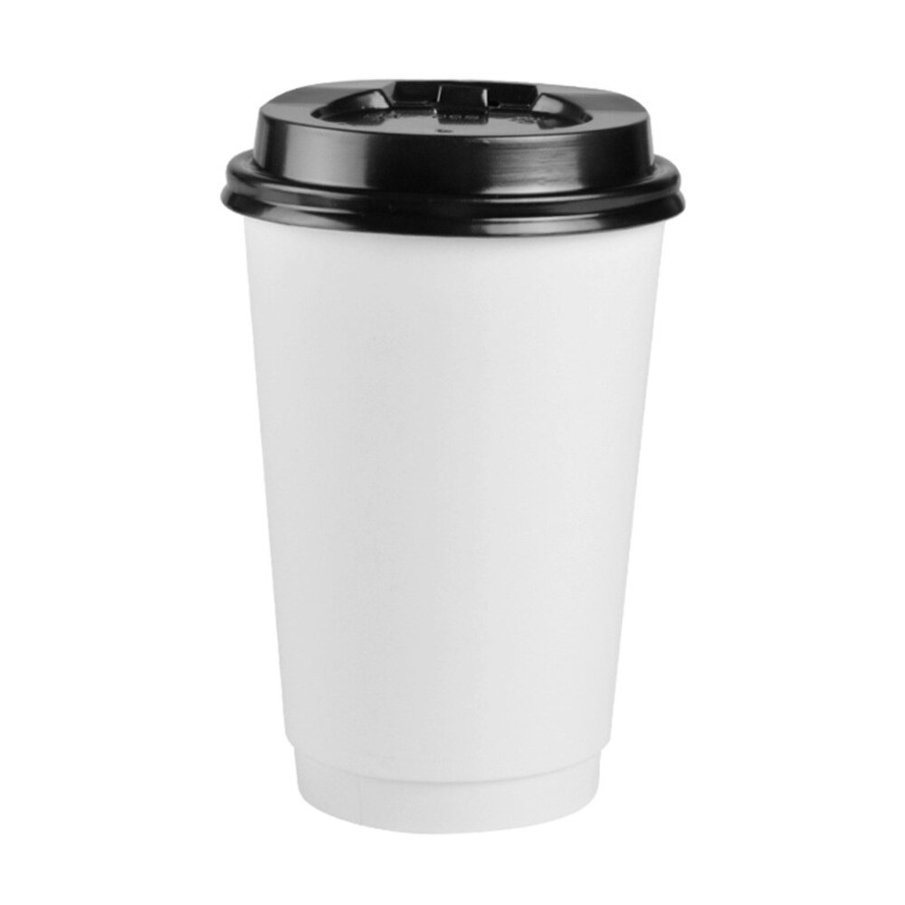 50 Stuks Wegwerp Koffie Kopjes Isolatie Takeaway Double-Layer Papier Cup Met Deksel (8Oz, 280Ml)