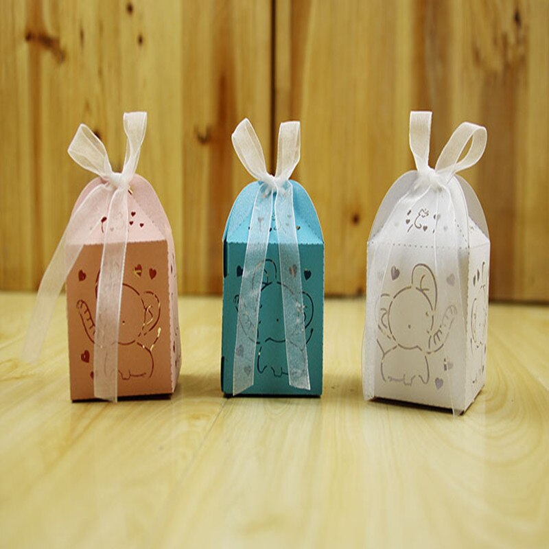 Tegneserie elefant 50 stk souvenirs baby shower fødselsdagsfest dekoration fest forsyninger slik æske chokolade æske til gæster