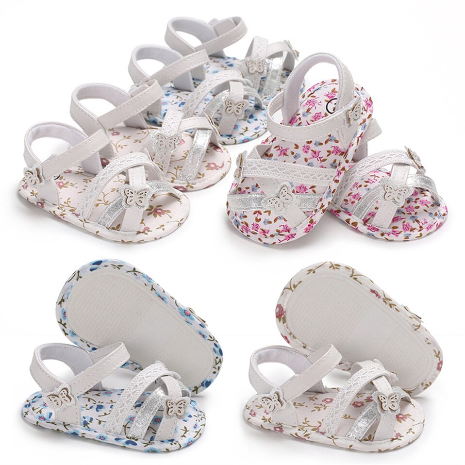 Sandali per bambina scarpe estive con stampa floreale scarpe per neonati per bambini scarpe per presepe morbidi primi camminatori mocassini per bambini