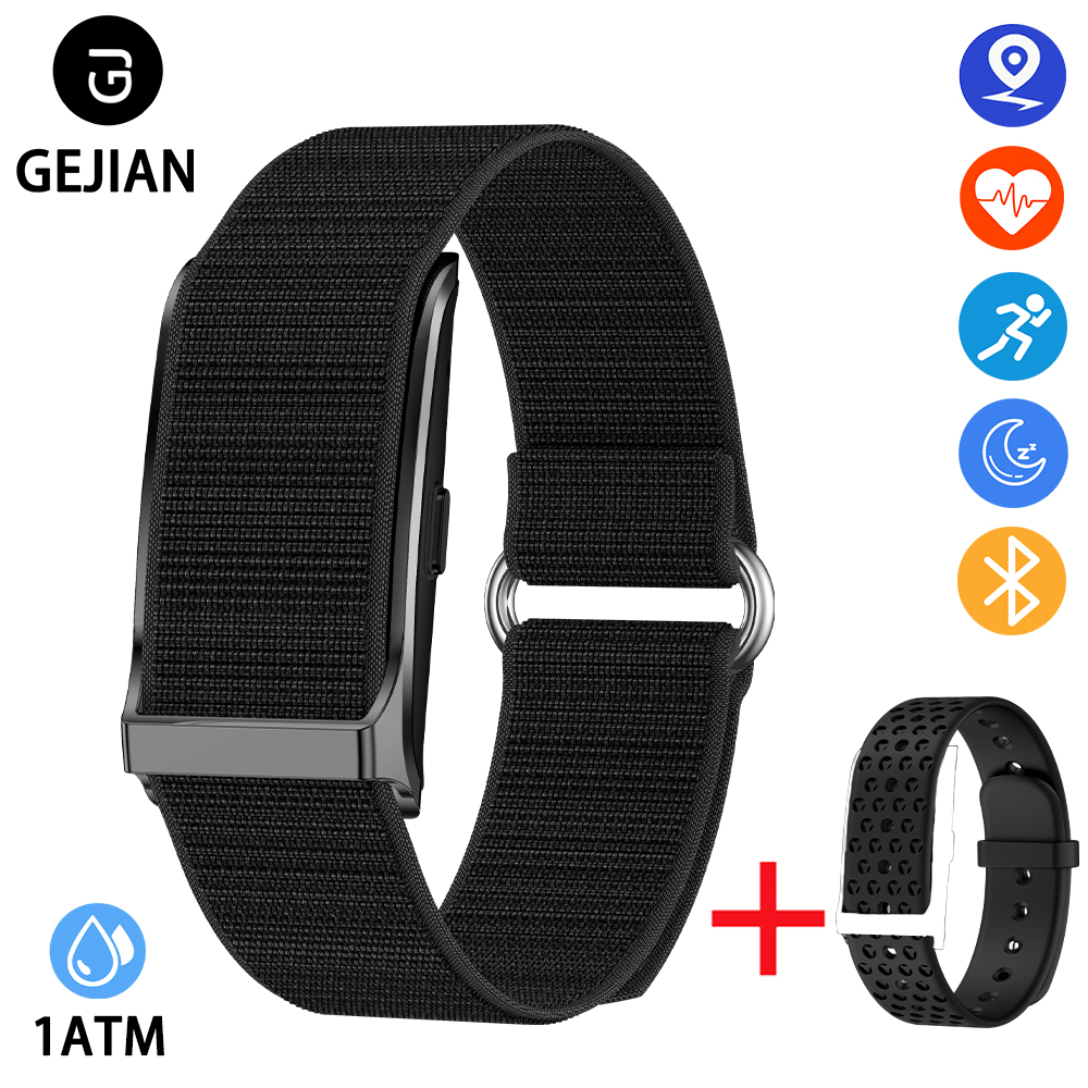 Gejian novo 5.2 conexão bluetooth sem tela freqüência cardíaca pressão arterial monitoramento do sono 1atm à prova dwaterproof água novo relógio masculino: green