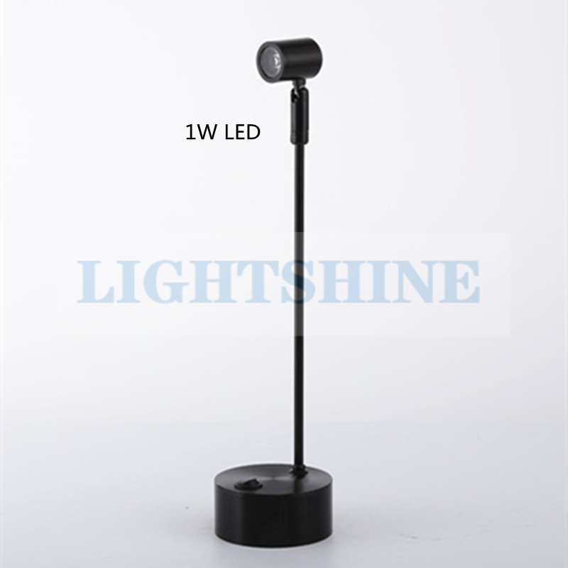 ledet-tørrbatteri-spotlights smykkedisk-displayskap 1 w 3w bryllup aaa-batteri-stangspotlights: Svart / Rosa / Hvit