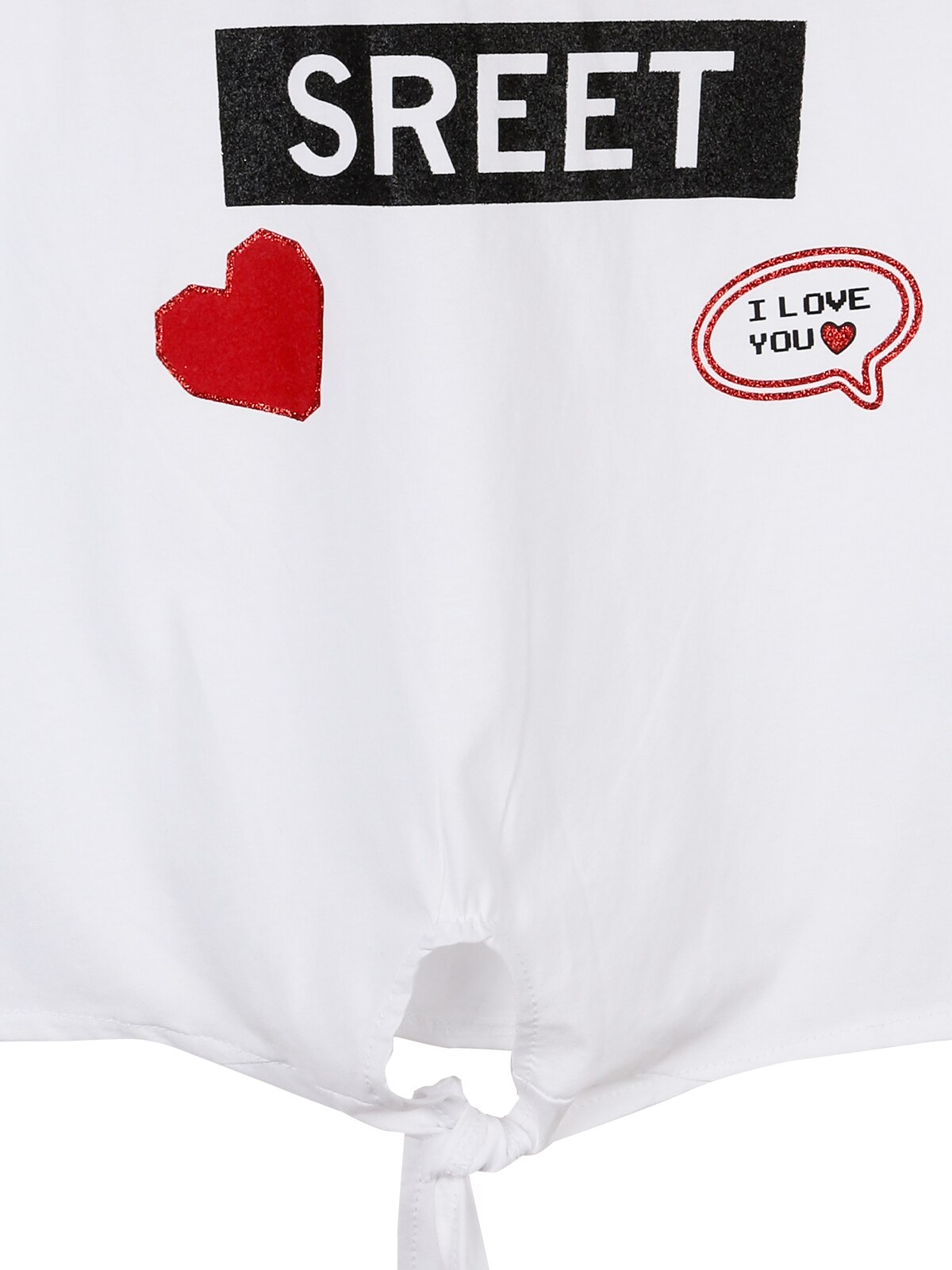 T-shirts mit knoten auf der unterseite und druck