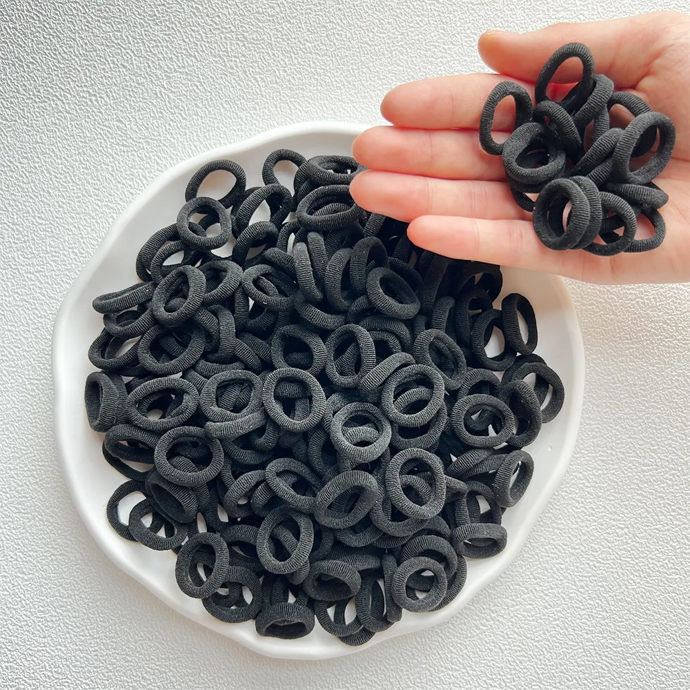 50/100/200 sztuk kolorowe podstawowe nylonowe gumki robić włosów dla dziewczynek kucyk utrzymać Scrunchie gumka dla dzieci podstawowe akcesoria robić włosów: XXS / Różowy