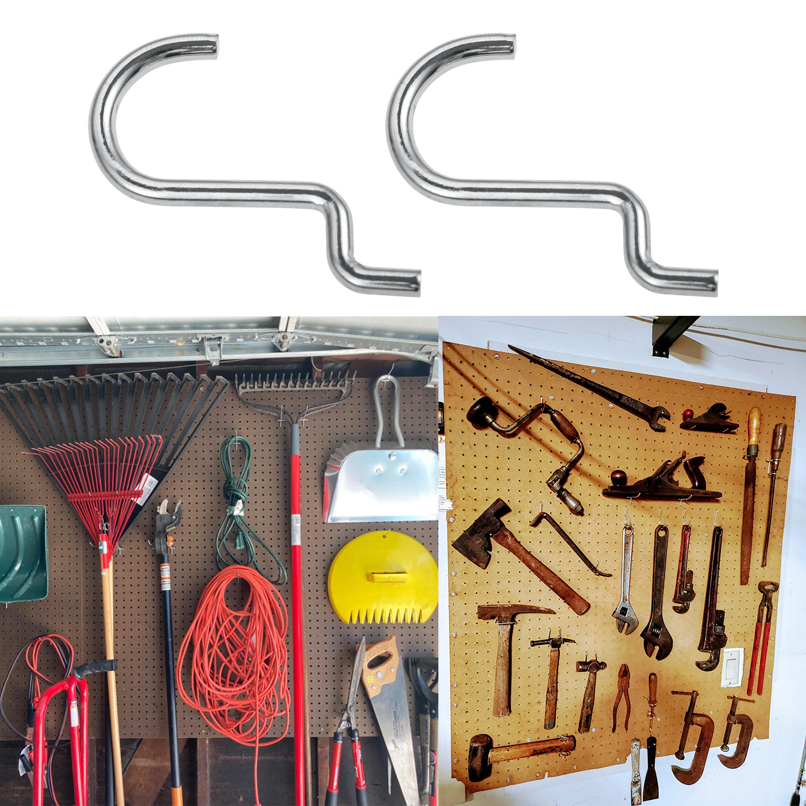 5/2 Pcs Pegboard Organization Plier Holder Peg Hook U Wire Double Loop Wallpeg Display Hammer Punches Scissors Tool Organizer