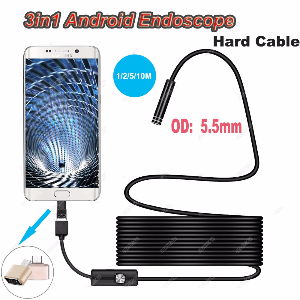 Type-c Endoscopie Android USB 5.5mm Harde Kabel Camera Inspectie Camera PC Android Telefoon Borescope Pijp Camera Endoscoop 1 m 3 m 5 m