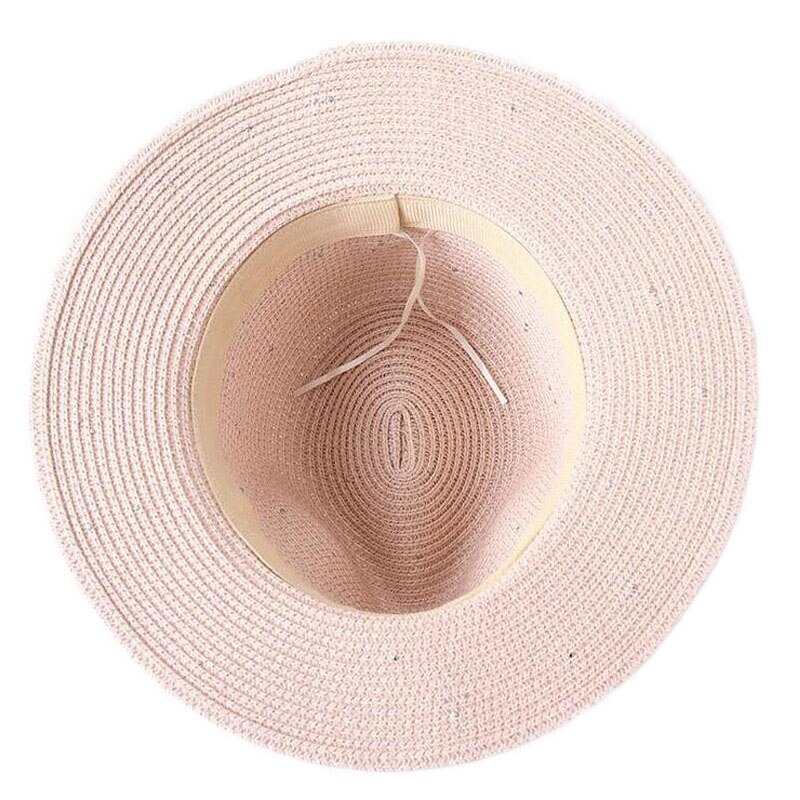 2018 Nuove Donne di Estate All'aperto Cappelli da Sole Solido Grande di Paglia Tesa Traspirante Cappello di Snapback Regolabile Della Perla di Modo Tappo Superiore Per della signora