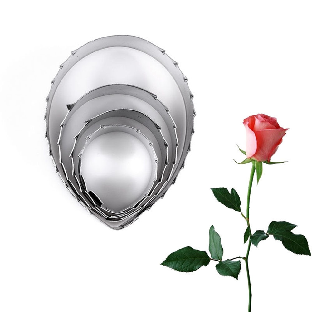4 Stks/partij Rose Leaf Cookie Cutter Rvs Mold Cakevorm Diy Fondant Gebak Versieren Bakken Koken Tools