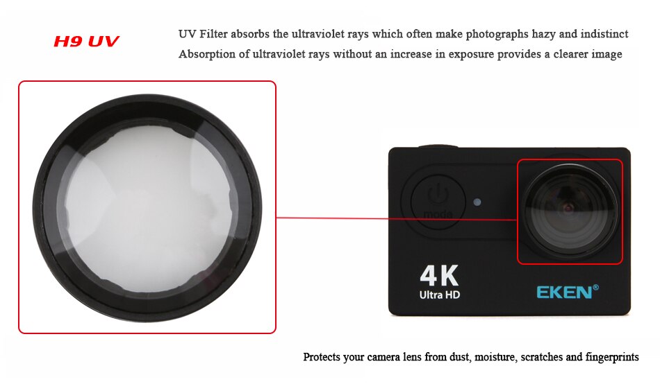 Mini UV Filter voor EKEN H9 h9r SJCAM SJ4000 SJ4000 + sj4000Wifi UV Filter voor SOOCOO C30 sj5000 sj6 legend sj7 ster: for EKEN H9 H9r