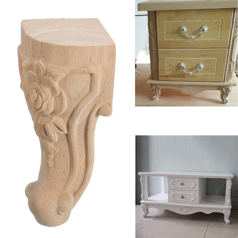 Pieds de meuble en bois massif sculpté Style européen, 4 pièces 10x6cm, pieds de meuble TV: Default Title