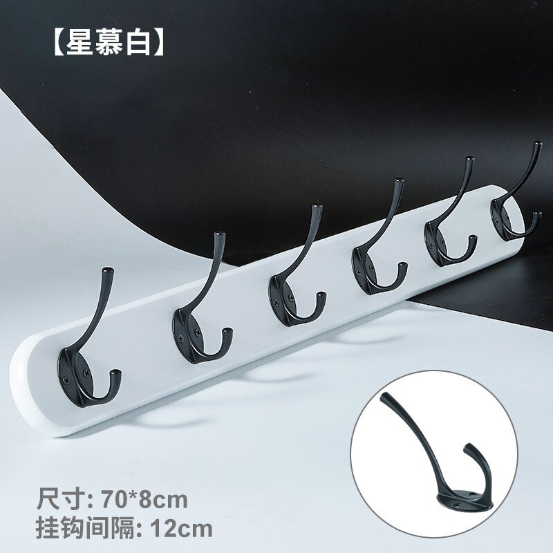 Coat Hook Wall Hanging Clothes Hook Clothes Rack Bedroom Porch Wall Hook Non Perforated Wall Mounted Clothes Hook: White black / 6 hooks