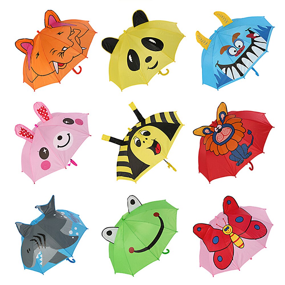 3D Oor Kinderen Paraplu Voor Meisjes Jongens Leuke Cartoon Kinderen Paraplu Creatieve Lange Handvat Dier Paraplu School