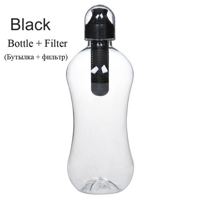 550Ml Filter Water Fles Met Ingebouwde Actieve Kool Draagbare Outdoor Reizen Waterfles Herbruikbare Huishoudelijke Drinken Fles: Black