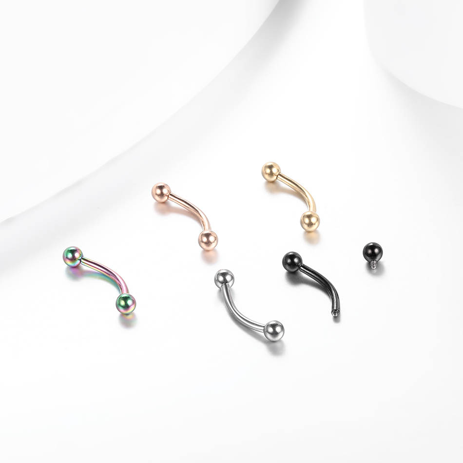 Piercings de cejas de titanio, joyería curvada de plátano con rosca interna, pendiente para ombligo, labio, lengua, 14G, 16G, 1 ud.
