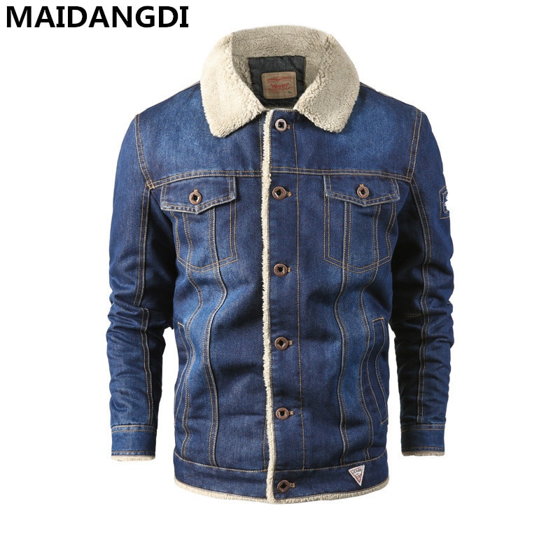 Men's Jackets Winter Thermal Denim Jacket Fleece Thicken Warm Denim Coat Windproof Motorcycle Cow Jackets
