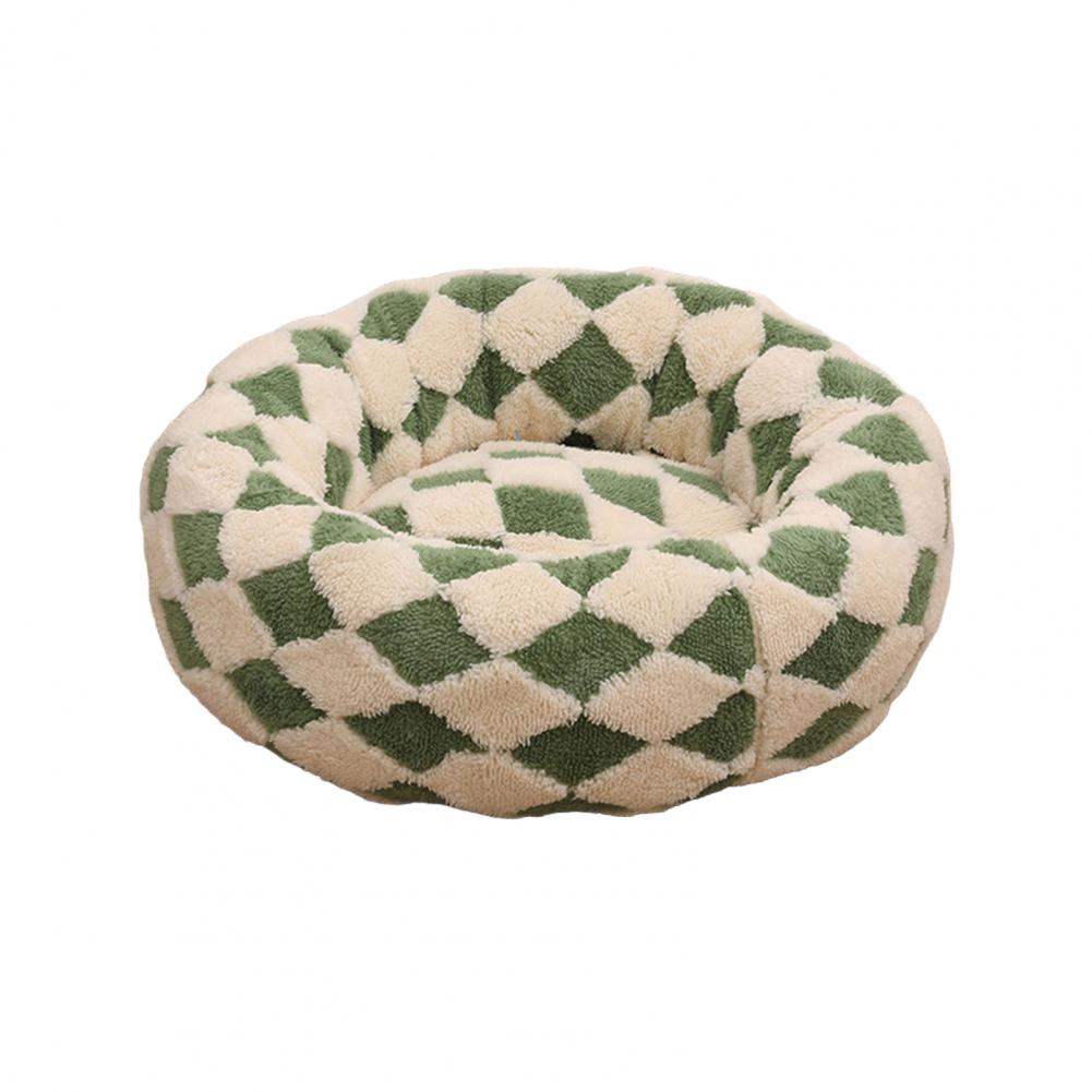 Donutvormig honden- en kattenmandje, antislip, knus huisdierbedje, pluche zacht kussen, rustgevend warm nest voor kleine honden en katten: M / Groente