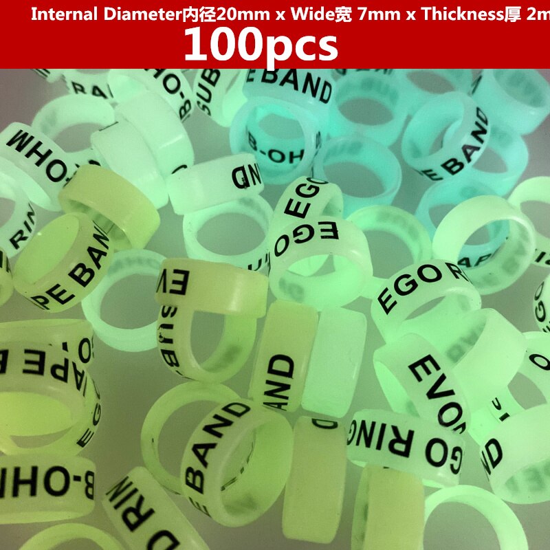 Fluorescerende Ring Hengel Handvat Beschermhoes Lokken Silicagel Staaf Clip O-Vormige Ring Protector Anti-Slip ring: 22mm Luminous 100PCS