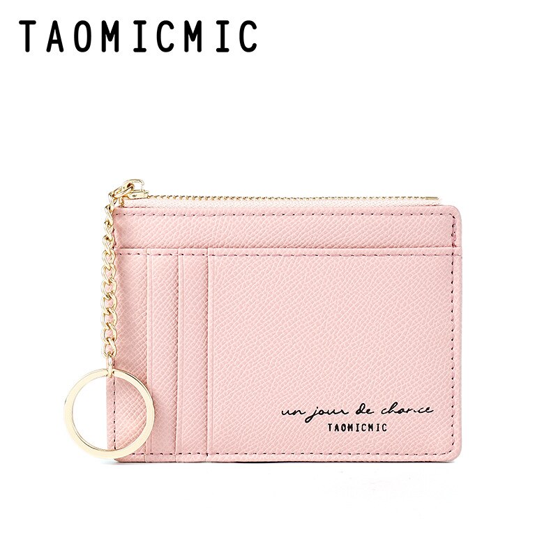 Women Wallets Zipper PU Leather Coin Purse Mini Key Chain Small Wallet Multi-card Bit Card Holder Card Holder: Pink