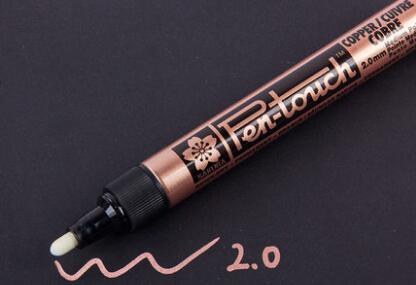 Sakura pen-touch metalliske tuscher uigennemsigtige oliemaling penne 0.7 mm 1.0 mm 2.0 mm hvidguld sølv japan: 2mm kobber