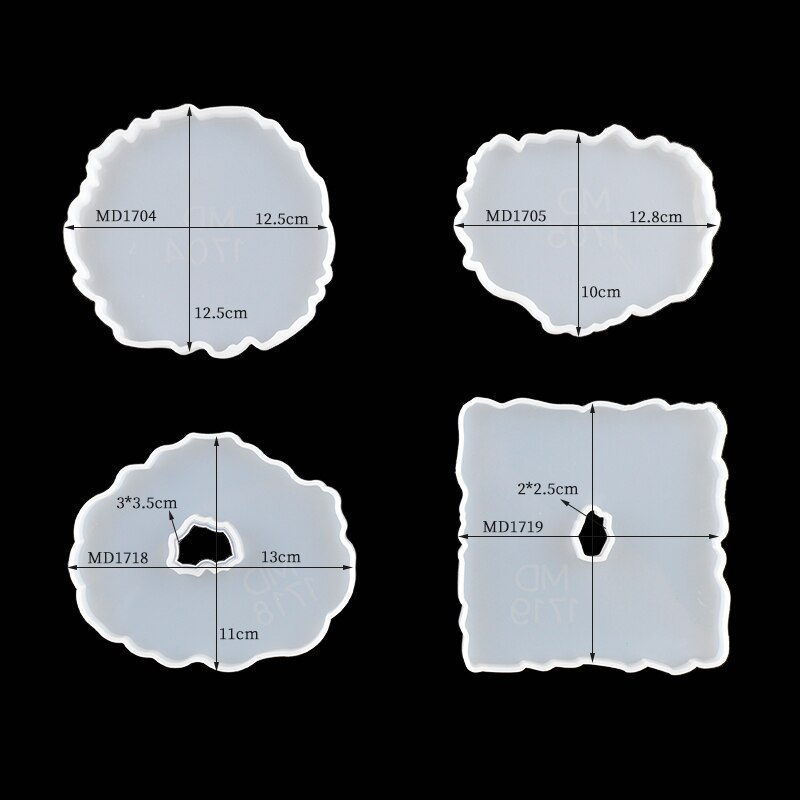 4 sztuk DIY Coaster formy zestaw dekoracyjne rękodzieła blacha do pieczenia baza okrągłe żywicy epoksydowej formy biżuteria silikonowa Making: coaster04 05 18 19