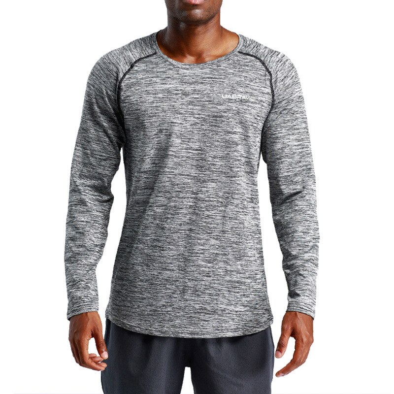 Abv sport fitness tøj langærmet løst basketball slid udendørs sports løbe skjorte stil hurtigttørrende tøj: Mørkegrå / L