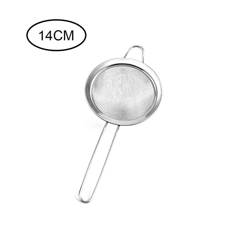 Kjøkken matlagingsverktøy 304 rustfritt stål kjøkken mel sil håndholdt skjerm netting sil mel sil olje sil dørslag 1: 14cm
