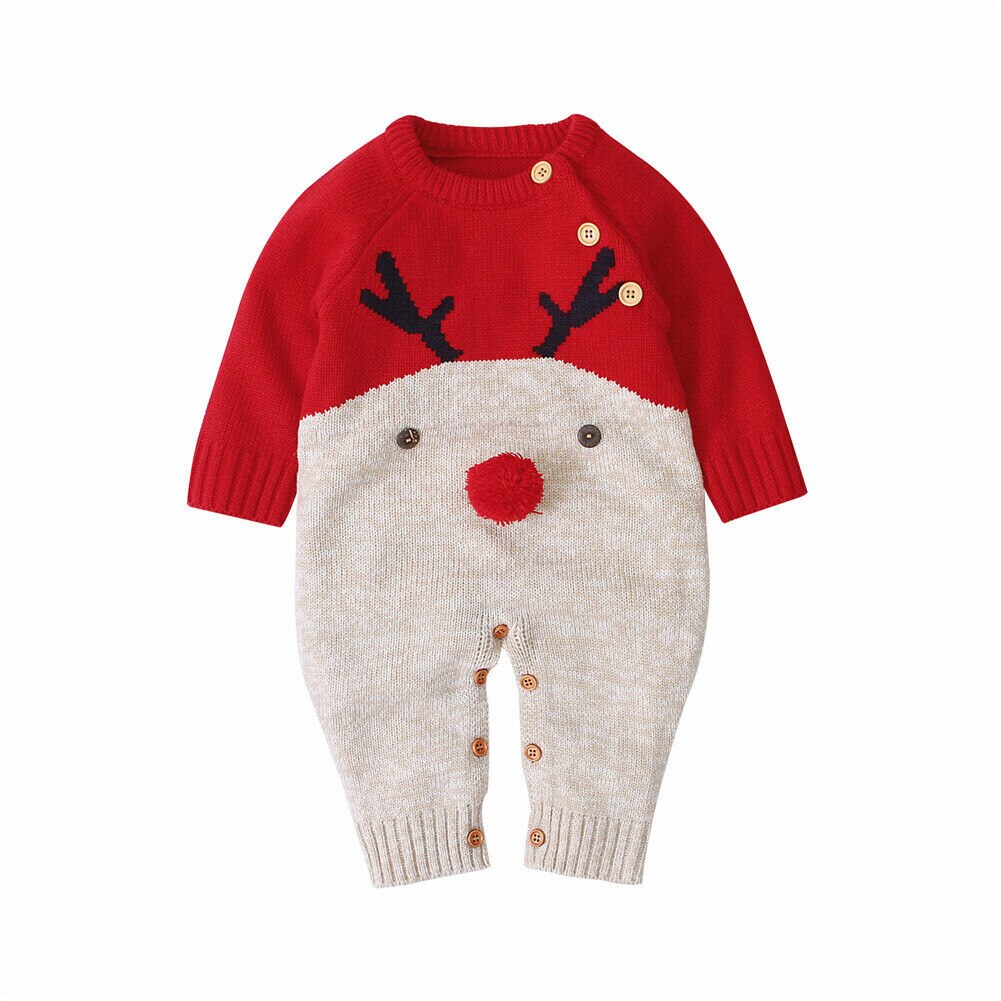 Pelele de bebé niña tejida para invierno y Navidad, mono, suéter, Otoño, cálido, ropa de Navidad de lana: A / 6 meses