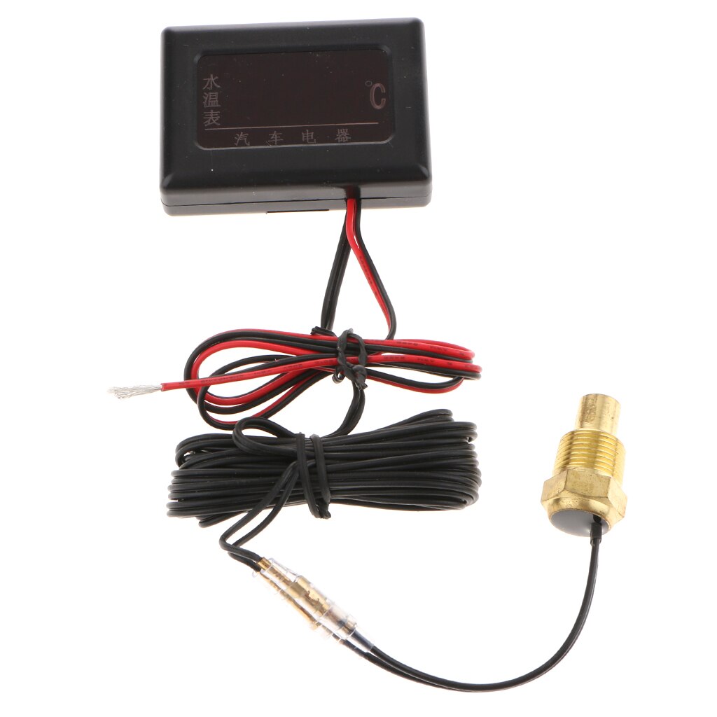 Bil digital skærm vandtemperaturmåler med sensor stabil ydeevne anti vibration: 17mm