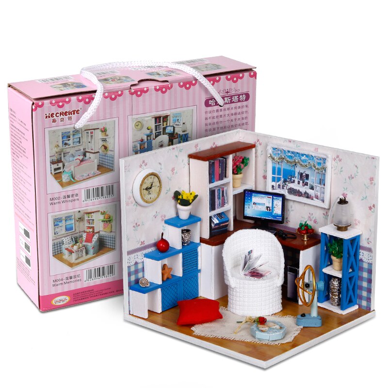 Warme Tijd Poppenhuis Handgemaakte 3D Miniaturen Poppenhuis Meubels Kit Speelgoed Kinderen Diy Houten Leisure Kamer Huis Doos Voor Kinderen