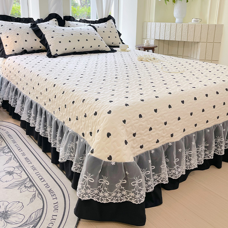 1pc Gewatteerde Sprei voor Bedden Dikke Deken met Kant Single/Queen/Kingsize Bloem Gedrukt Gewatteerde Bed cover Zachte Spreien