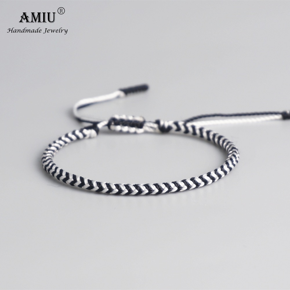 AMIU Tibetischen Buddhistischen Glück Seide Gewebt Tibetischen Armbänder & Armreifen Für Frauen Männer Handgemachte Knoten Deongare Seil Wünschen Armbinde