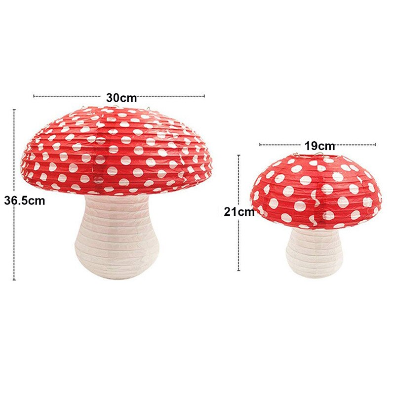 Nowy 3 sztuk w kształcie grzyba lampiony papierowe 3D grzyb ornament przedszkole dla dzieci DIY urodziny dekoracje robić domu na imprezę dostaw: 1 duży i 1 mały