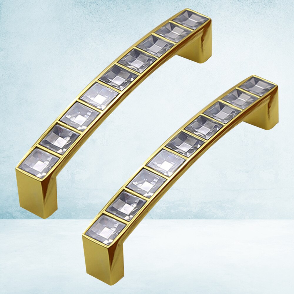 1 Bag/2pcs Durable Crystal U Shaped Door Handle Wardrobe Cabinet Drawer Knobs Handles Furniture (Bright Chrome, Each Handle