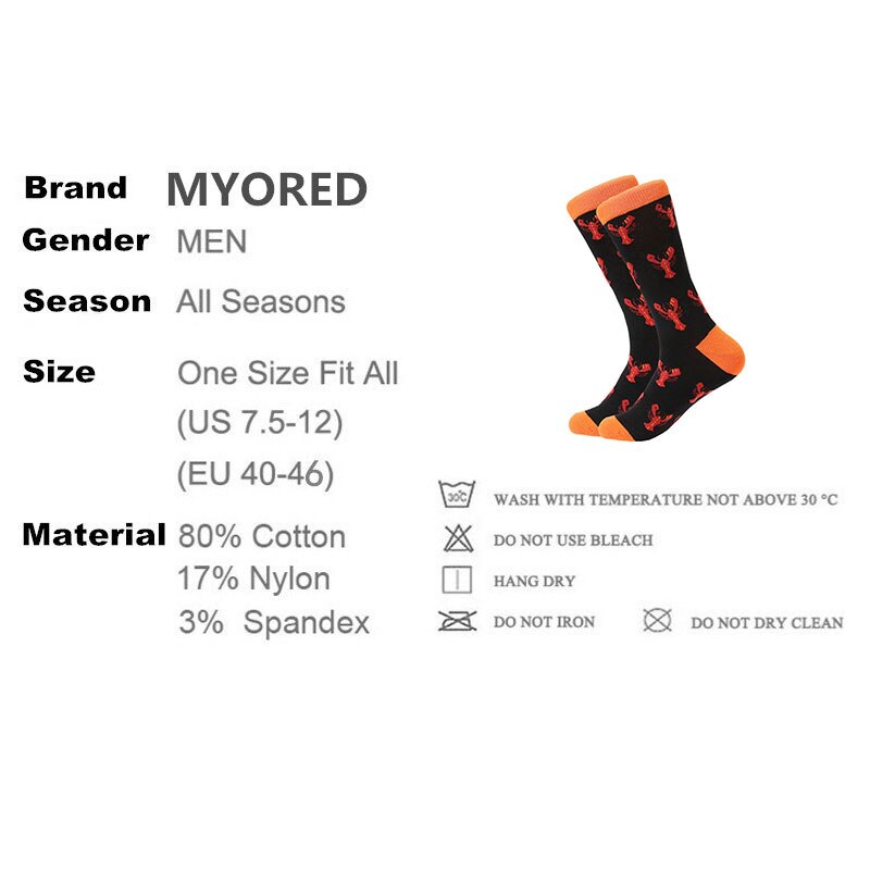 MYORED 12 par/lote calcetines informales para hombre a cuadros coloridos dibujos animados de frutas animales lunares rayas feliz de negocios calcetas de algodón de vestir Hombre