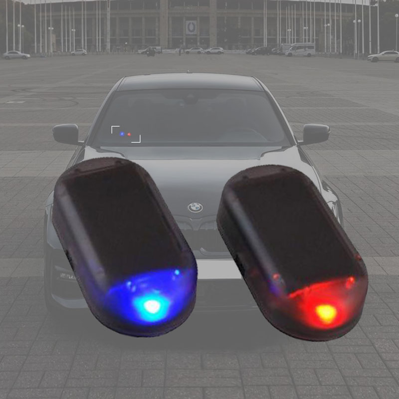 Luz Led Universal de seguridad de imitación para coche, lámpara de advertencia antirrobo, 2 piezas, parpadeante, alimentada por energía Solar, alarma simulada