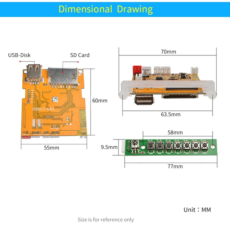 Unisian 4.3 Inch Lcd Decoder Board Bluetooth Video Decoders MP3 MP4 MP5 Multimedia Speler Dts Fm Usb-Disk Sd card Voor Thuis/Auto