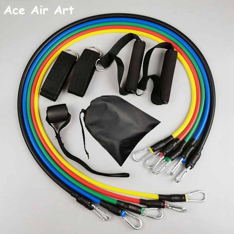Versterkte 11Pcs Bodylastics Resistance Bands Set Met Deur Anker, Handgrepen, Enkelbandjes Voor Home Gym Workout