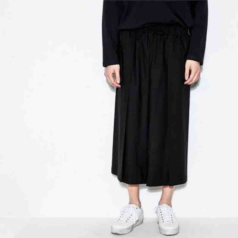 Yamamoto-pantalon à jambes larges, jupe-pantalon japonais, ample, grosses jambes, noir, pantalons décontractés pour hommes et femmes