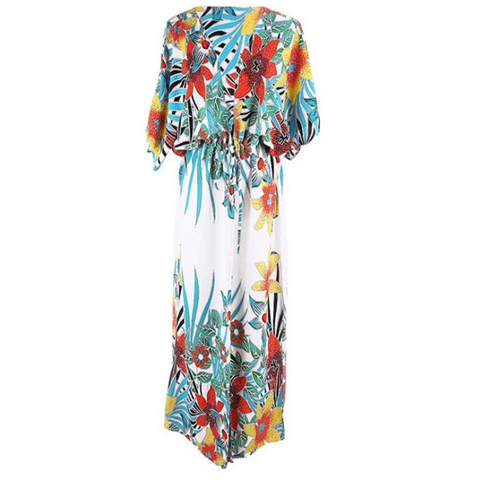 Túnica de playa para mujer, vestido bohemio con estampado Floral, vestido envolvente de playa para mujer, ropa de playa de algodón con abertura en la parte delantera, Pareo Sarong Plage