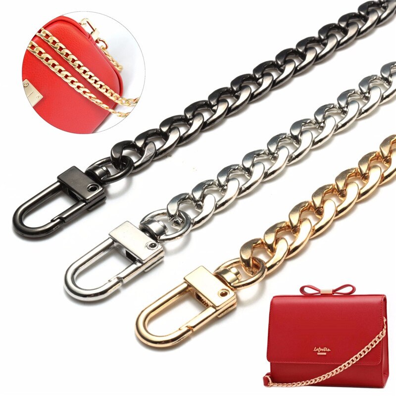 Xingming 120cm rustfrit stål pung kæderem håndtag skulder crossbody håndtaske taske metal udskiftning 3 farver