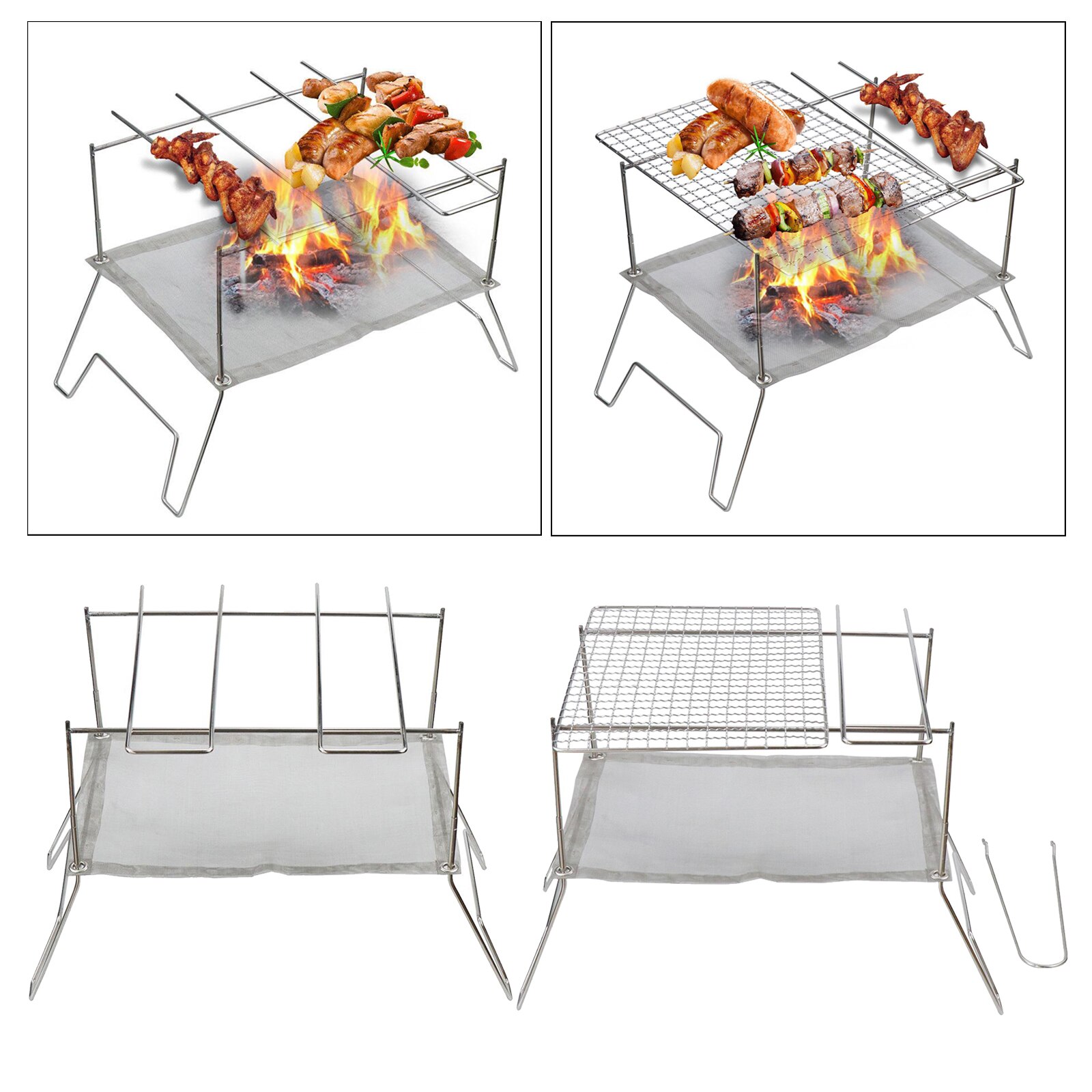 Mini Camping Stove BBQ Grills Stainless Steel Barbecue Grill Outdoor Picnic Kitchen Barbecue Grill for Garden Picnic Camp Hiking