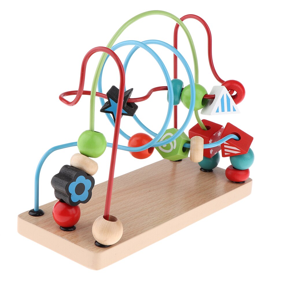 Kleurrijke Educatief Houten Kralen Doolhof Draad Roller Coaster Houten Speelgoed Voor Peuters Baby