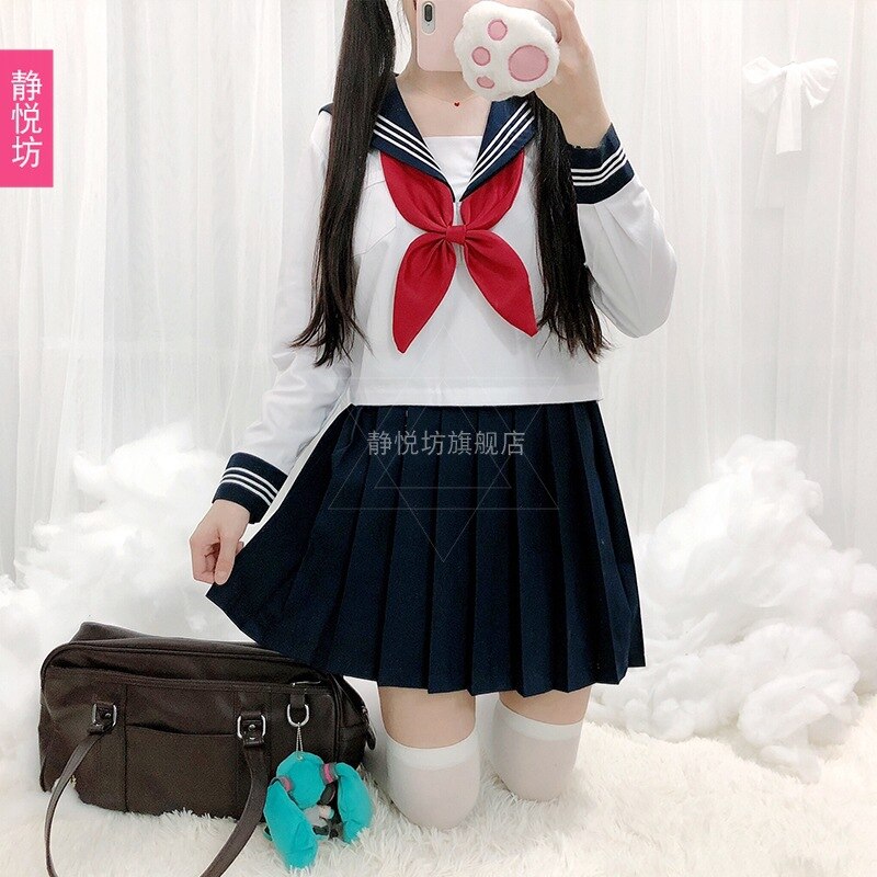 Uniforme JK blanc trois Preppy Style Business, chemise à manches longues, costume de marin de Style japonais, costume à manches longues, robe courte