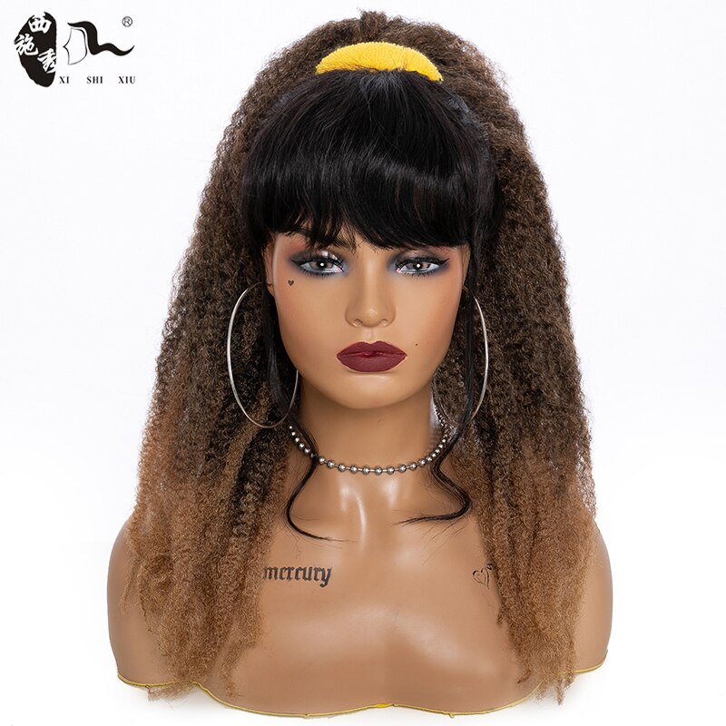 XISHIXIUHAIR 18inch Afro Kinky Curly Ponytail Marley Braids Twist Hairpiece Frizzy Synthetic Crochet Hair Extensions: T1B/27