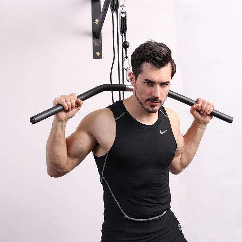 Tricep Back Strength Training Removable LAT Pull Down Curl Bar Rotation Gym Pully Cable Machine Attachment Fitness Accessories