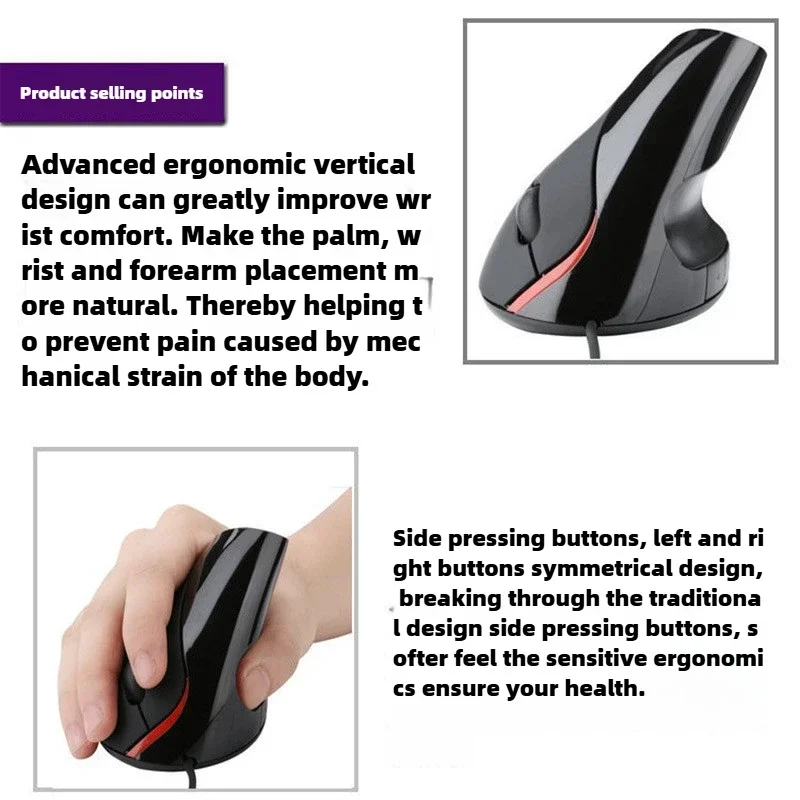 1600 dpi usb vertikal trådbunden mus ergonomiskt handledsstöd spelmöss för pc laptop mus mus för laptop mus för dator